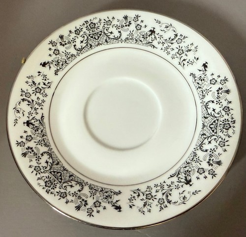Noritake Cup and Saucer Geneva 6910 Black White Silver Trim Japan - Picture 5 of 7
