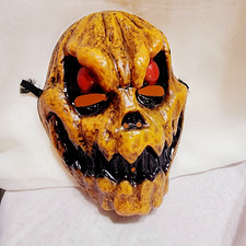 Vintage Ghoulish Sinister Pumpkin Mask Rotten Jack Creepy Scary