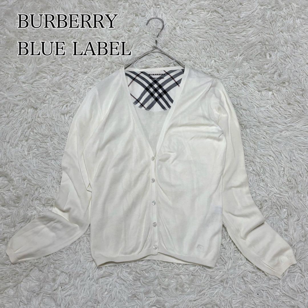 Burberry Blue Label White Cardigan Horse Logo Cotton Size M 38