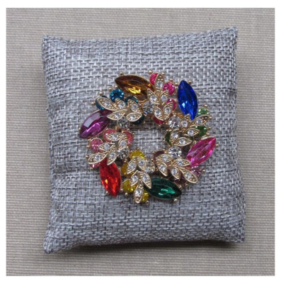 Broche Fleur Multicolore Strass Cristal - Acier Doré - Bijou Fantaisie NEUF