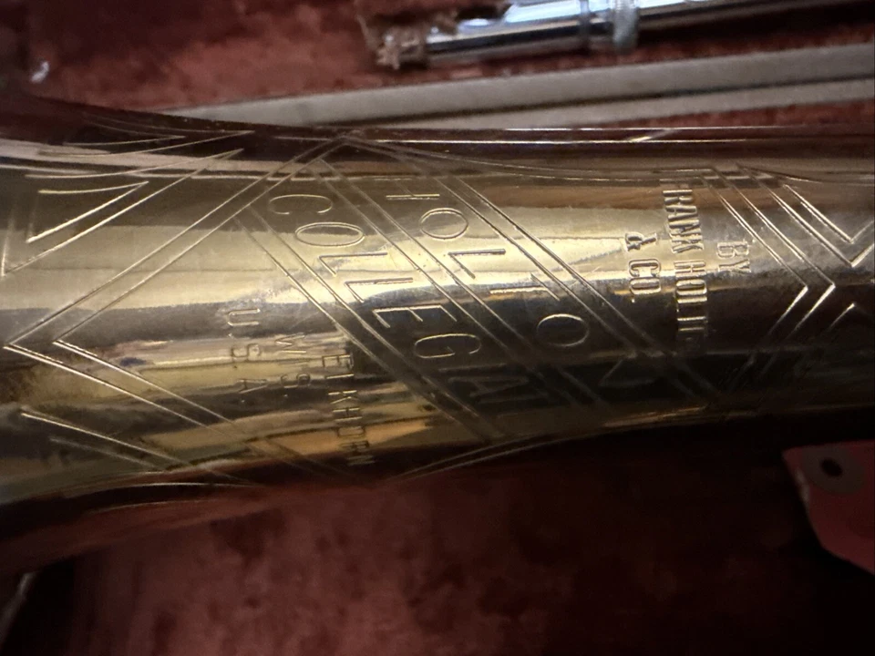 "Instrumento musical vintage Holton colegial trombón de latón estuche rígido 7,5"" .46""" Foto 2 de 4