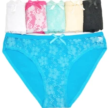 6 Pack Ladies Sexy Floral Lace Breathable Briefs Knickers Underpants Panty 