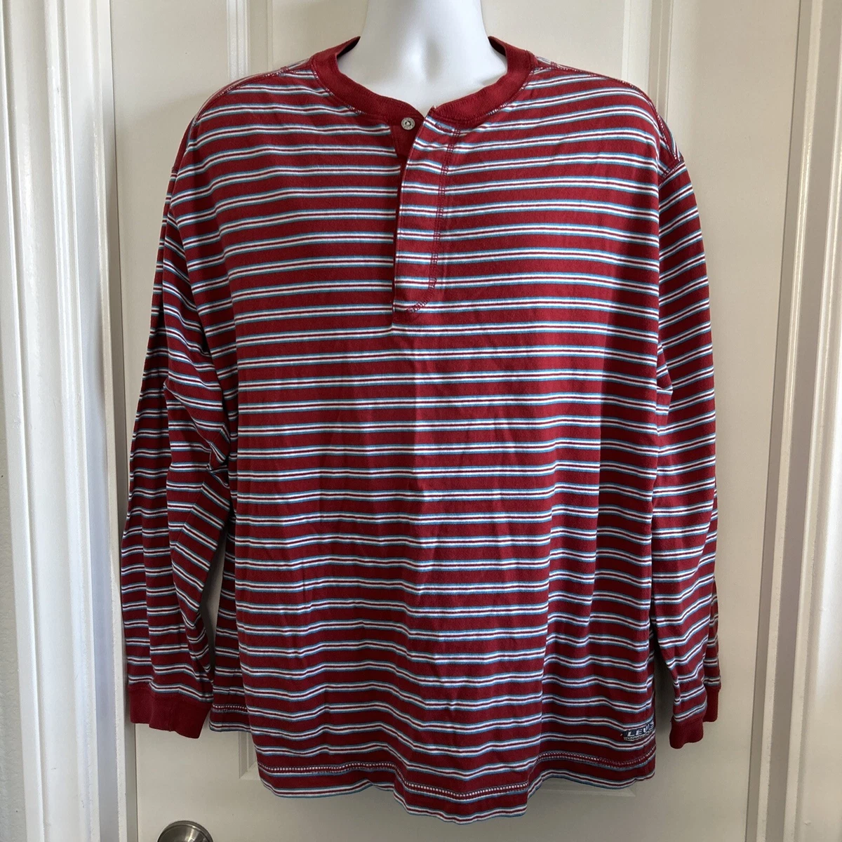 VTG 90s Levis Classic Jeanswear Henley Shirt XL Double Stitch Long Sleevestripe