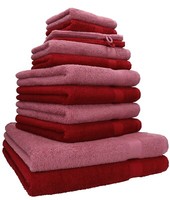 Betz 12Er Handtuch Set HandtüCher Premium 100% Baumwolle Rubinrot/Beere