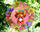 10" Colorful Dachshund Puppy Dog Flowers Hanging Wind Spinner Yard Decor RWS229