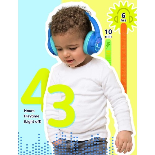 iClever Kids Bluetooth Headphones with LED Lights, Safe Volume - Picture 3 of 5