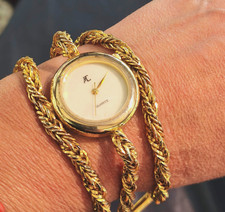 Vintage 70s Gold Bracelet Watch - Vtg Bracelet Watch