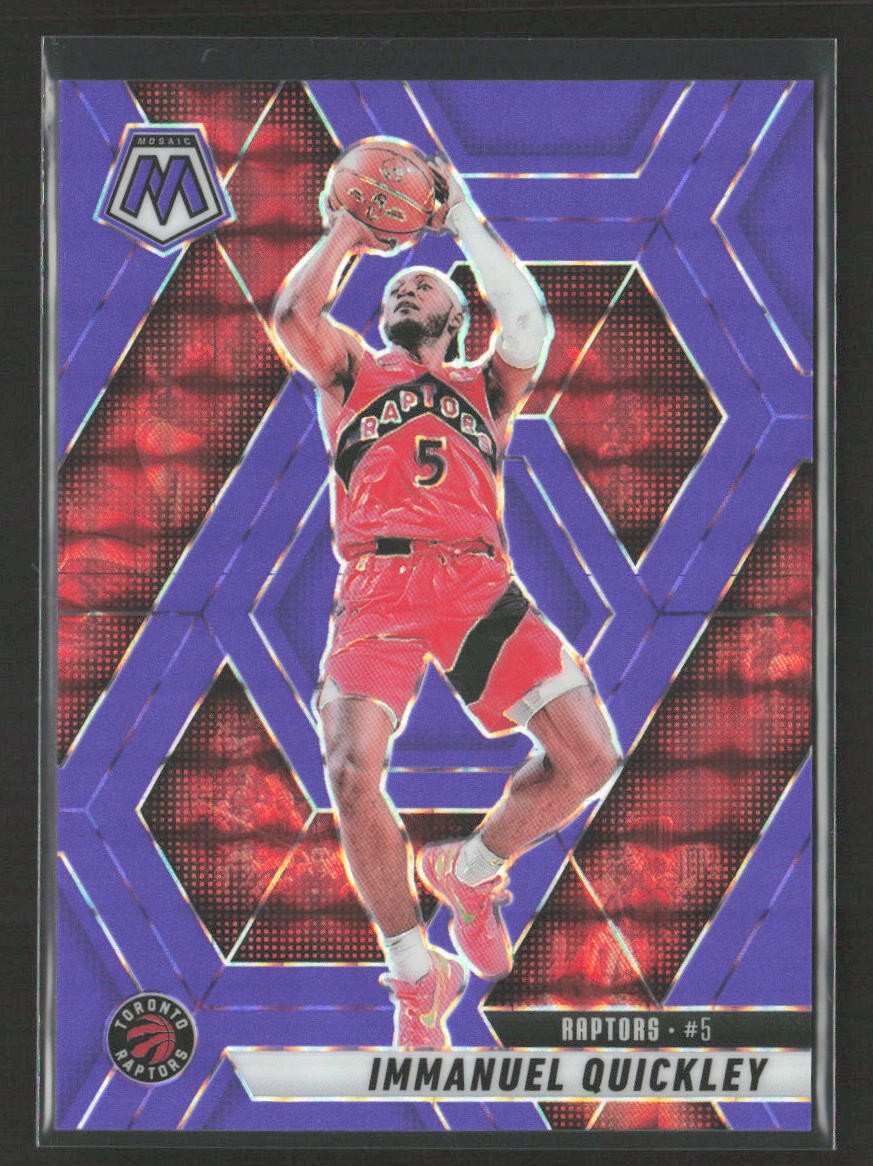 Immanuel Quickley 2024-25 Panini Mosaic #185 Purple Fluorescent Mosaic /249
