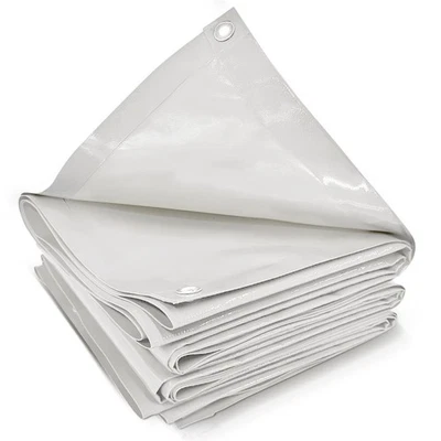 Jago® LKW Plane 5 x 7 m Weiss mit Aluminium-Ösen - Beidseitig PVC beschichtet