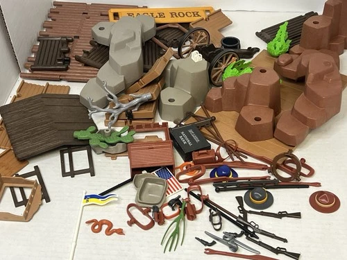 Large Lot of Vintage Playmobil Parts Western Playset Parts Accessories