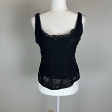 Black Lace Corset Top Mesh Bow Whimsy Goth Festival Cami Tank Fairy Dark Vamp