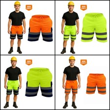 Hi Vis Shorts Cargo Mens High Visibility Work Hiking Reflective Safety Summer