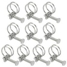 19-22mm Adjustable Double Wire Hose Clamp, 10 Pcs 304 Stainless Steel Wire Ho...