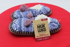 NWT BLUE Muk Luks Women's Fair Isle Non-Slip Ballerina Slippers S / M 5-7