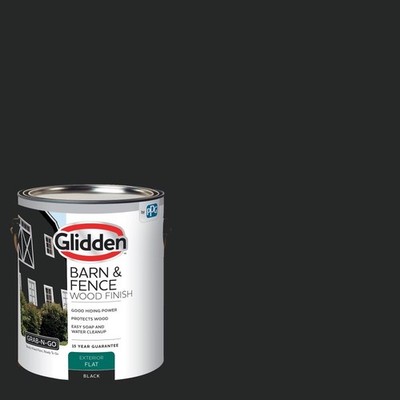 Flat Black Wood Exterior Paint 1 Gallon for Barn Fence and Siding
