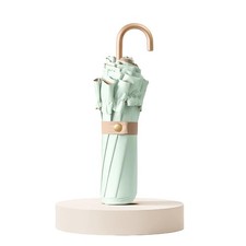 Floral Edge Travel Folding Umbrella with Golden Hook-Shaped Handle for Women ...