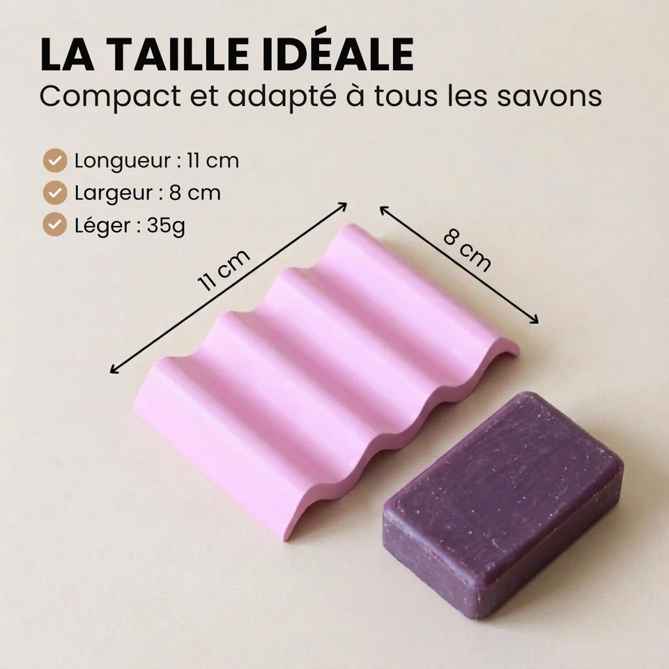 Porte Savon Salle de Bain Rose en Bioplastique - Made in France - Photo 3/4
