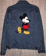 DISNEY Mickey Mouse Embroidered Blue Jean Jacket Coat NEW Womens Sz XS