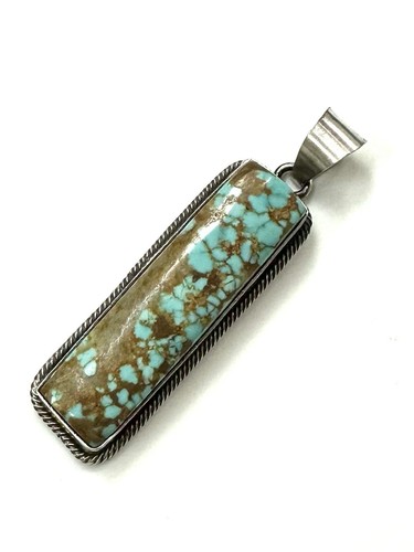 Navajo #8 Turquoise Sterling Silver Old Style Handmade Pendant By Scott Skeets - Picture 2 of 21