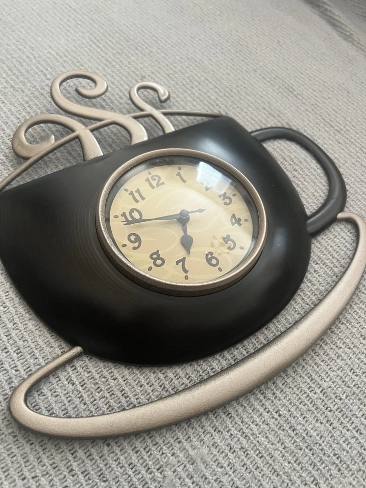 12" Coffee Cup Shaped Wall Clock With Steam Rising Design - Image 2 of 3