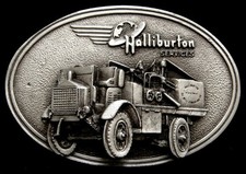 NE04135 *NOS* VINTAGE 1982 ***HALLIBURTON*** 1916 FWD PUMP TRUCK LTD EDTN BUCKLE