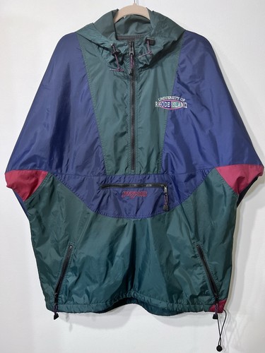 VTG University Of Rhode Island Jansport Rain Jacket Kangaroo Pocket URI Rare