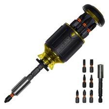 Klein Tools 32308 Multi-bit Stubby Screwdriver, Impact Rated 8-in-1 Adjustable