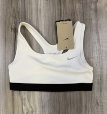 Nike Girls Swoosh Training Sports Bra White Black Swoosh Size Small DA1030-100