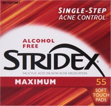 Stridex Acne Pads Maximum 55 Count Alcohol-Free