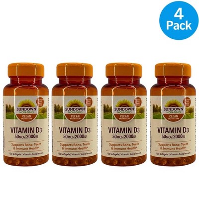 Sundown Vitamin D3 2000 IU 150 Softgels 4 Pack New Exp 10/2026
