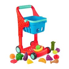 Battat Shop n  Stroll Shopping Cart  Grocery Supermarket Plastic Playset with