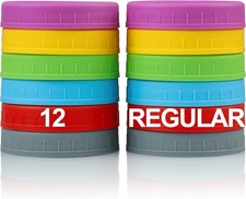 12 Pack Regular Mouth Mason Jar Lids Plastic Canning Caps for Ball Kerr