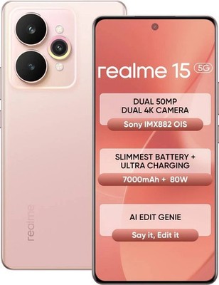 realme 15 5G ( Silk Pink 12GB RAM, 256GB) 6.8'' Dimensity 7300+ 5G Global Version