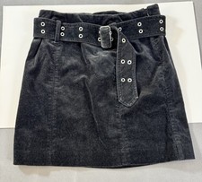 Vintage Ralph Lauren Corduroy Mini Skirt Black Belted Womens 0 Y2K B284