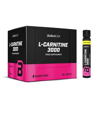 BioTech USA L-Carnitine 3000, 20 x 25 ml Ampullen, Zitrone