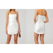 New Amanda Uprichard Strapless Belted Mini Dress White Size M