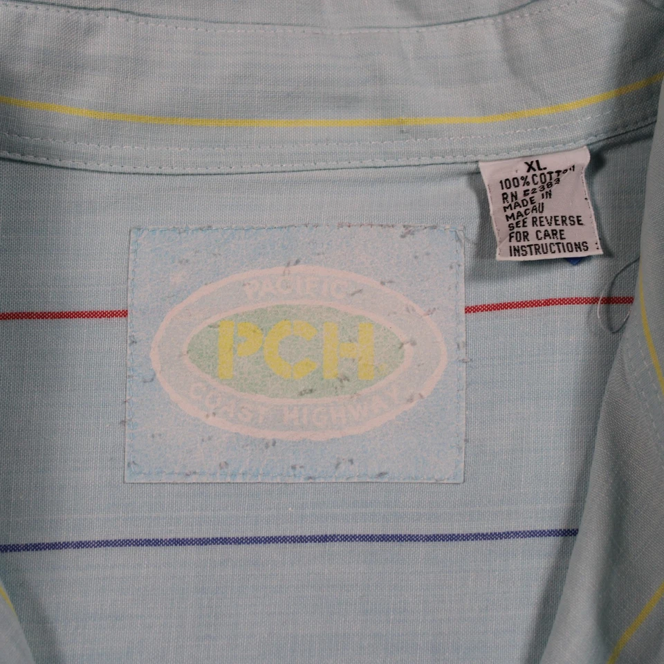 Camisa De Colección PCH Pacific Coast Highway Azul Claro Rayas Abotonada - X-Grande Foto 4 de 4