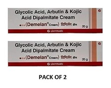 Demelan Cream Glycolic Acid Kojic Acid Hyper Pigmentation 20g Pack of 2 