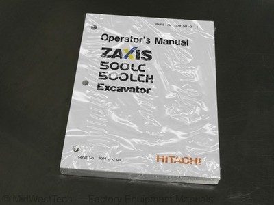 Hitachi Zaxis 500LC, 500LCH Excavator Operator's Manual Owners Book