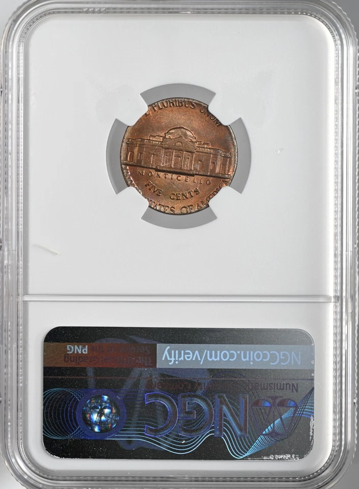 1978 5C JEFFERSON NICKEL STRUCK ON 1C PLANCHET MINT ERROR NGC MS65RB 1293476-028 - Image 3 of 4