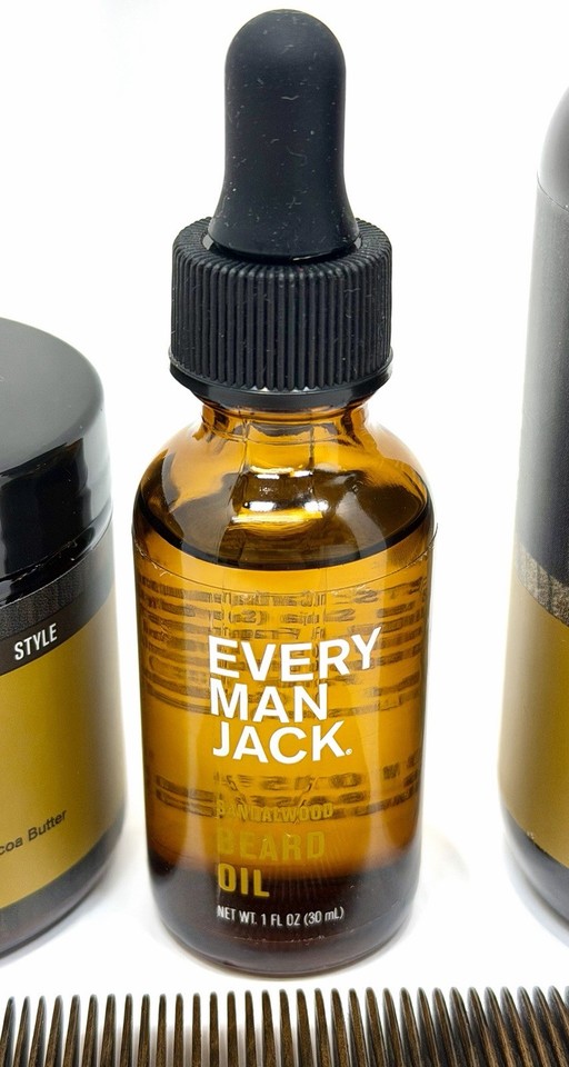 EVERY MAN JACK Beard BUNDLE Sandlewood Oil, Face Wash, Beard Butter ...
