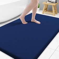 Smiry Memory Foam Bath Mat 40x32, Extra Soft, Absorbent, Non-Slip, Navy Blue