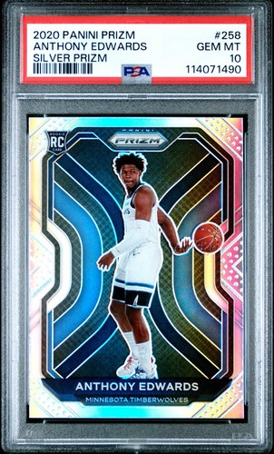 2020 PANINI PRIZM #258 ANTHONY EDWARDS SILVER PRIZM PSA 10 ROOKIE 🏀🔥