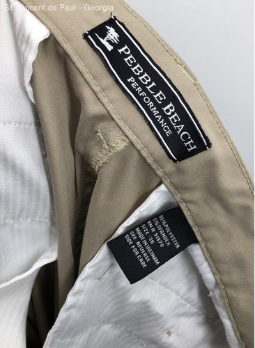 Pebble Beach Beige Zip Pocket Performance Golf Flat Front Chino Khaki Shorts -36 - 第 8/8 張圖片