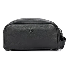 Black Leather Dopp Kit for Men | Toiletry Travel Bag | Shaving Storage Organizer