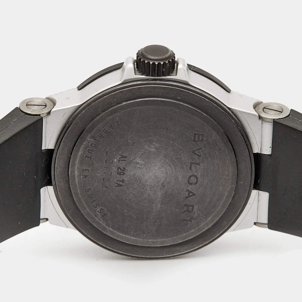 Женские наручные часы Bvlgari серебристые двухцветные алюминиевые резиновые Diagono AL29TA 29 мм - Изображение 4 из 4