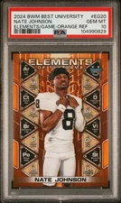 2024 BOWMAN BEST UNIVERSITY NATE JOHNSON 20/25 ELEMENTS/GAME-ORANGE REF PSA 10