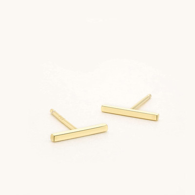 Lavishe 925 Plain Sterling Silver Flat Bar Stud Earrings