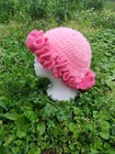 Handmade Crochet Pink Bucket Hat With Large Ruffles One Size Fits Most — photo 2