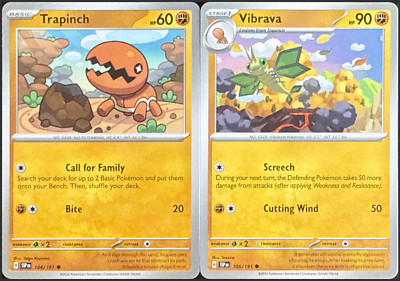 Trapinch - 104/191 + Vibrava - 105/191 - Surging Sparks - Evolution Set
